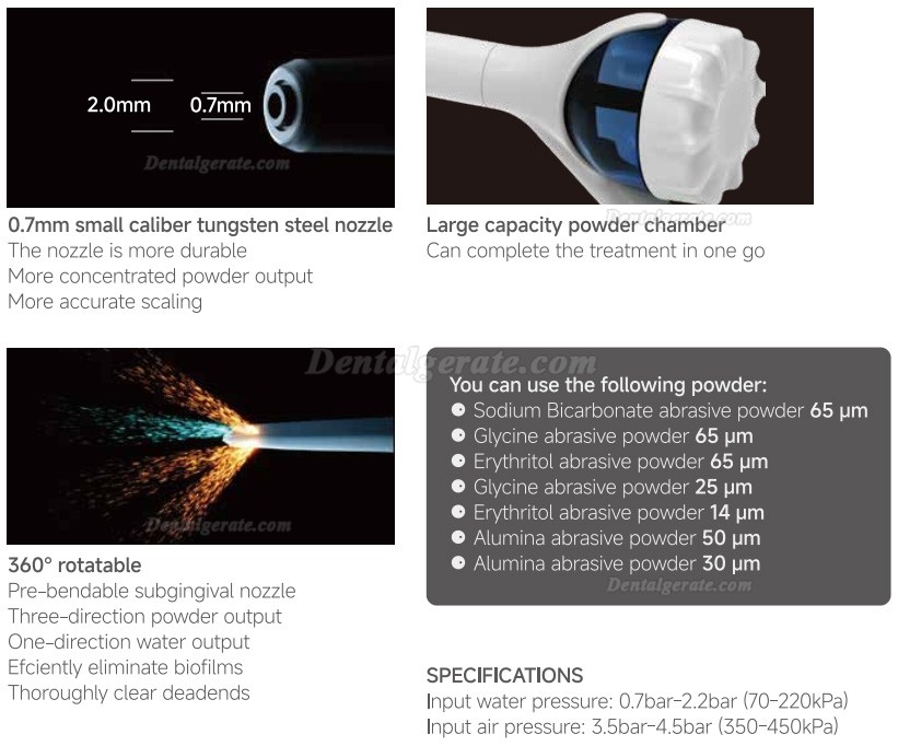 3H T7 Dental Pulverstrahlger&auml;t Airflow Prophylaxe Handst&uuml;ck (Supragingival + Subgingival )